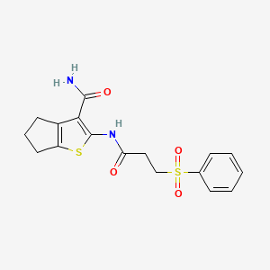 2-(3-(phenylsulfonyl)propanamido)-5,6-dihydro-4H-cyclopenta[b]thiophene-3-carboxamide