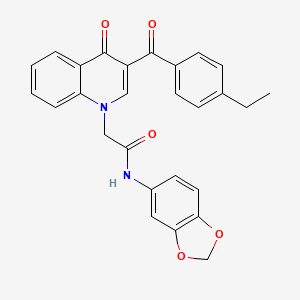 molecular formula C27H22N2O5 B2631203 N-(benzo[d][1,3]dioxol-5-yl)-2-(3-(4-ethylbenzoyl)-4-oxoquinolin-1(4H)-yl)acetamide CAS No. 895645-01-9