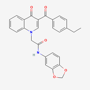 molecular formula C27H22N2O5 B2631203 N-(2H-1,3-benzodioxol-5-yl)-2-[3-(4-ethylbenzoyl)-4-oxo-1,4-dihydroquinolin-1-yl]acetamide CAS No. 895645-01-9