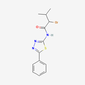 molecular formula C13H14BrN3OS B2631224 2-bromo-3-methyl-N-(5-phenyl-1,3,4-thiadiazol-2-yl)butanamide CAS No. 391226-08-7