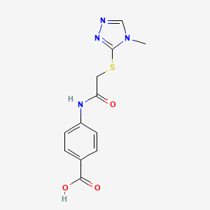 molecular formula C12H12N4O3S B2631225 4-{2-[(4-甲基-4H-1,2,4-三唑-3-基)硫代]乙酰氨基}苯甲酸 CAS No. 351006-15-0
