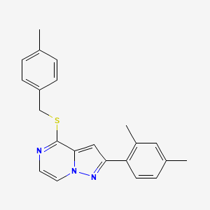 molecular formula C22H21N3S B2631268 2-(2,4-二甲苯基)-4-[(4-甲苯基)硫代]吡唑并[1,5-a]哒嗪 CAS No. 1207015-02-8
