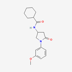 molecular formula C18H24N2O3 B2631273 N-(1-(3-methoxyphenyl)-5-oxopyrrolidin-3-yl)cyclohexanecarboxamide CAS No. 896270-57-8