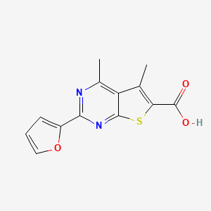 molecular formula C13H10N2O3S B2631287 2-(呋喃-2-基)-4,5-二甲基噻吩并[2,3-d]嘧啶-6-羧酸 CAS No. 929973-78-4