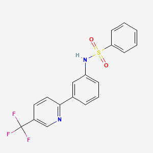 molecular formula C18H13F3N2O2S B2631291 N-{3-[5-(trifluoromethyl)pyridin-2-yl]phenyl}benzenesulfonamide CAS No. 1092346-19-4