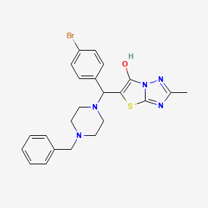 molecular formula C23H24BrN5OS B2631297 5-((4-Benzylpiperazin-1-yl)(4-bromophenyl)methyl)-2-methylthiazolo[3,2-b][1,2,4]triazol-6-ol CAS No. 851809-74-0