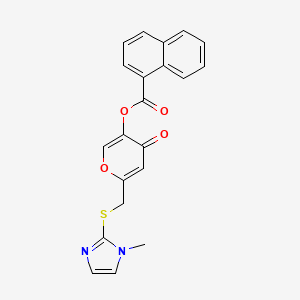 molecular formula C21H16N2O4S B2631306 6-(((1-甲基-1H-咪唑-2-基)硫代)甲基)-4-氧代-4H-吡喃-3-基 1-萘甲酸酯 CAS No. 896310-31-9
