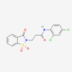 molecular formula C16H12Cl2N2O4S B2631307 N-(2,4-dichlorophenyl)-3-(1,1-dioxido-3-oxobenzo[d]isothiazol-2(3H)-yl)propanamide CAS No. 899757-40-5