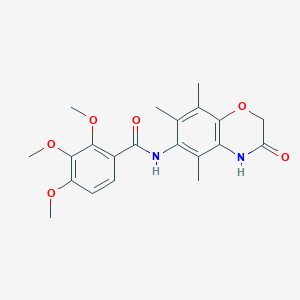 molecular formula C21H24N2O6 B263132 2,3,4-trimethoxy-N-(5,7,8-trimethyl-3-oxo-3,4-dihydro-2H-1,4-benzoxazin-6-yl)benzamide 