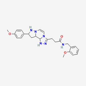 molecular formula C25H24N6O3 B2631333 3-[11-(4-methoxyphenyl)-3,4,6,9,10-pentaazatricyclo[7.3.0.0^{2,6}]dodeca-1(12),2,4,7,10-pentaen-5-yl]-N-[(2-methoxyphenyl)methyl]propanamide CAS No. 1207056-84-5