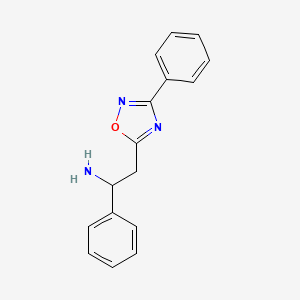 molecular formula C16H15N3O B2631371 1-Phenyl-2-(3-phenyl-1,2,4-oxadiazol-5-yl)ethanamine CAS No. 1036605-83-0