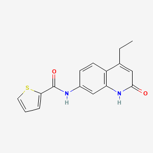 molecular formula C16H14N2O2S B2631377 N-(4-ethyl-2-oxo-1,2-dihydroquinolin-7-yl)thiophene-2-carboxamide CAS No. 1251634-06-6