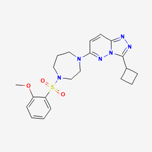 molecular formula C21H26N6O3S B2631381 3-Cyclobutyl-6-[4-(2-methoxyphenyl)sulfonyl-1,4-diazepan-1-yl]-[1,2,4]triazolo[4,3-b]pyridazine CAS No. 2320472-49-7