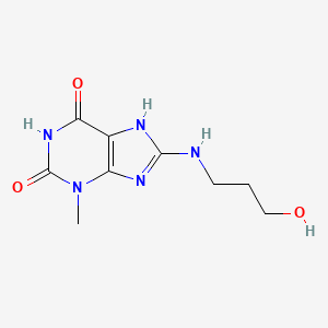 molecular formula C9H13N5O3 B2631395 8-(3-hydroxypropylamino)-3-methyl-7H-purine-2,6-dione CAS No. 476481-79-5