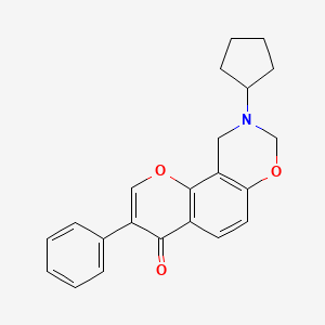 molecular formula C22H21NO3 B2631397 9-环戊基-3-苯基-9,10-二氢苯并[8,7-e][1,3]恶嗪-4(8H)-酮 CAS No. 951934-24-0