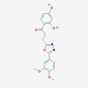 molecular formula C18H16N2O6S B263140 1-(2,4-Dihydroxyphenyl)-2-{[5-(3,4-dimethoxyphenyl)-1,3,4-oxadiazol-2-yl]sulfanyl}ethanone 