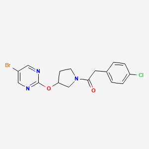 molecular formula C16H15BrClN3O2 B2631424 1-{3-[(5-Bromopyrimidin-2-yl)oxy]pyrrolidin-1-yl}-2-(4-chlorophenyl)ethan-1-one CAS No. 2097867-89-3