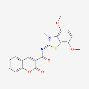 N-(4,7-dimethoxy-3-methyl-1,3-benzothiazol-2-ylidene)-2-oxochromene-3-carboxamide