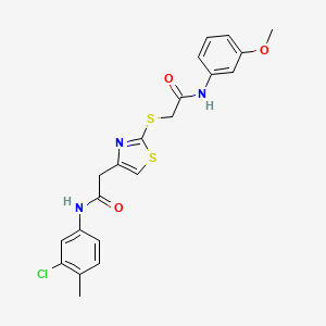 N-(3-chloro-4-methylphenyl)-2-(2-((2-((3-methoxyphenyl)amino)-2-oxoethyl)thio)thiazol-4-yl)acetamide