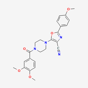 molecular formula C24H24N4O5 B2631448 5-(4-(3,4-二甲氧基苯甲酰基)哌嗪-1-基)-2-(4-甲氧基苯基)恶唑-4-腈 CAS No. 946377-79-3