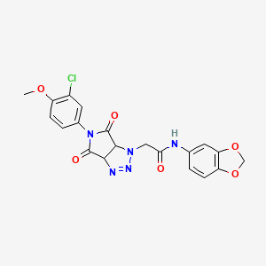 molecular formula C20H16ClN5O6 B2631456 N-(1,3-benzodioxol-5-yl)-2-[5-(3-chloro-4-methoxyphenyl)-4,6-dioxo-4,5,6,6a-tetrahydropyrrolo[3,4-d][1,2,3]triazol-1(3aH)-yl]acetamide CAS No. 1052606-09-3