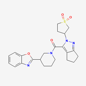 molecular formula C23H26N4O4S B2631459 (3-(苯并[d]恶唑-2-基)哌啶-1-基)(2-(1,1-二氧化四氢噻吩-3-基)-2,4,5,6-四氢环戊[c]吡唑-3-基)甲酮 CAS No. 2309600-23-3