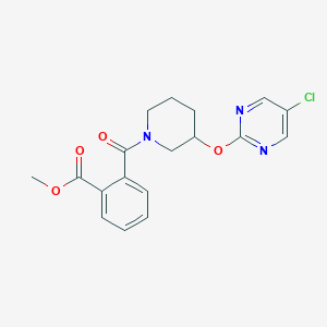 molecular formula C18H18ClN3O4 B2631465 Methyl 2-(3-((5-chloropyrimidin-2-yl)oxy)piperidine-1-carbonyl)benzoate CAS No. 2034398-12-2