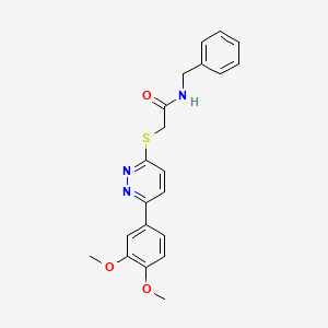molecular formula C21H21N3O3S B2631468 N-苄基-2-[6-(3,4-二甲氧基苯基)哒嗪-3-基]硫代乙酰胺 CAS No. 872688-82-9