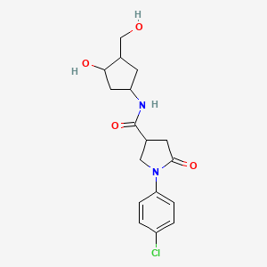 molecular formula C17H21ClN2O4 B2631472 1-(4-氯苯基)-N-(3-羟基-4-(羟甲基)环戊基)-5-氧代吡咯烷-3-甲酰胺 CAS No. 1421496-99-2
