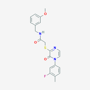 2-((4-(3-fluoro-4-methylphenyl)-3-oxo-3,4-dihydropyrazin-2-yl)thio)-N-(3-methoxybenzyl)acetamide
