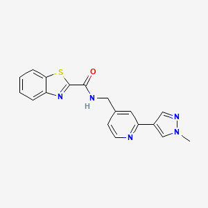 molecular formula C18H15N5OS B2631480 N-((2-(1-methyl-1H-pyrazol-4-yl)pyridin-4-yl)methyl)benzo[d]thiazole-2-carboxamide CAS No. 2034388-73-1
