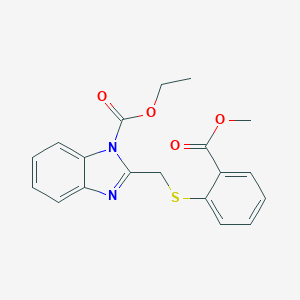 molecular formula C19H18N2O4S B263149 ethyl 2-({[2-(methoxycarbonyl)phenyl]sulfanyl}methyl)-1H-benzimidazole-1-carboxylate 