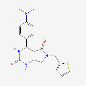 molecular formula C19H20N4O2S B2631508 4-(4-(dimethylamino)phenyl)-6-(thiophen-2-ylmethyl)-3,4,6,7-tetrahydro-1H-pyrrolo[3,4-d]pyrimidine-2,5-dione CAS No. 1171353-33-5