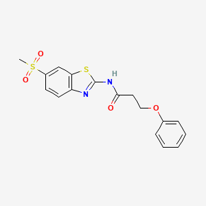 molecular formula C17H16N2O4S2 B2631510 N-(6-(methylsulfonyl)benzo[d]thiazol-2-yl)-3-phenoxypropanamide CAS No. 441289-59-4
