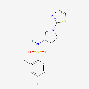 molecular formula C14H16FN3O2S2 B2631511 4-fluoro-2-methyl-N-(1-(thiazol-2-yl)pyrrolidin-3-yl)benzenesulfonamide CAS No. 1798032-20-8