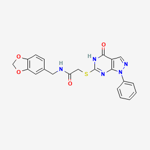 N-(1,3-benzodioxol-5-ylmethyl)-2-[(4-oxo-1-phenyl-4,5-dihydro-1H-pyrazolo[3,4-d]pyrimidin-6-yl)thio]acetamide