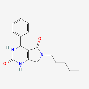 molecular formula C17H21N3O2 B2631527 6-pentyl-4-phenyl-3,4,6,7-tetrahydro-1H-pyrrolo[3,4-d]pyrimidine-2,5-dione CAS No. 941872-93-1