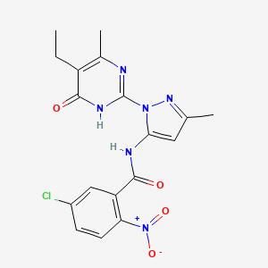 5-chloro-N-(1-(5-ethyl-4-methyl-6-oxo-1,6-dihydropyrimidin-2-yl)-3-methyl-1H-pyrazol-5-yl)-2-nitrobenzamide