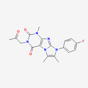 molecular formula C19H18FN5O3 B2631558 8-(4-fluorophenyl)-1,6,7-trimethyl-3-(2-oxopropyl)-1H-imidazo[2,1-f]purine-2,4(3H,8H)-dione CAS No. 876670-61-0