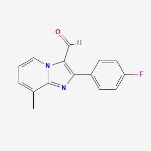 molecular formula C15H11FN2O B2631560 2-(4-Fluorophenyl)-8-methylimidazo[1,2-a]pyridine-3-carbaldehyde CAS No. 727652-03-1