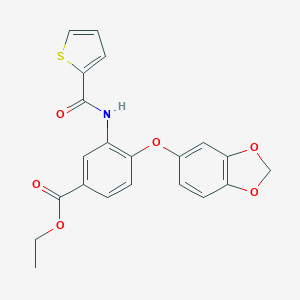 molecular formula C21H17NO6S B263157 Ethyl 4-(1,3-benzodioxol-5-yloxy)-3-[(2-thienylcarbonyl)amino]benzoate 