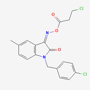 [(Z)-[1-[(4-chlorophenyl)methyl]-5-methyl-2-oxoindol-3-ylidene]amino] 3-chloropropanoate