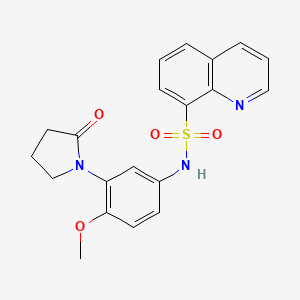 molecular formula C20H19N3O4S B2631604 N-(4-methoxy-3-(2-oxopyrrolidin-1-yl)phenyl)quinoline-8-sulfonamide CAS No. 1211711-75-9