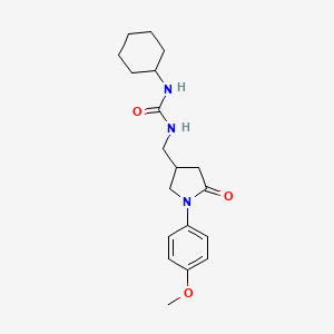 molecular formula C19H27N3O3 B2631611 1-Cyclohexyl-3-((1-(4-methoxyphenyl)-5-oxopyrrolidin-3-yl)methyl)urea CAS No. 946220-01-5