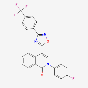 molecular formula C24H13F4N3O2 B2631614 2-(4-fluorophenyl)-4-(3-(4-(trifluoromethyl)phenyl)-1,2,4-oxadiazol-5-yl)isoquinolin-1(2H)-one CAS No. 1358339-11-3