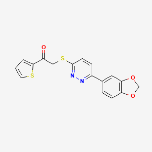 molecular formula C17H12N2O3S2 B2631617 2-[6-(1,3-Benzodioxol-5-yl)pyridazin-3-yl]sulfanyl-1-thiophen-2-ylethanone CAS No. 872695-93-7