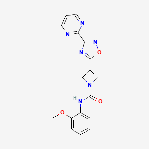 molecular formula C17H16N6O3 B2631623 N-(2-methoxyphenyl)-3-(3-(pyrimidin-2-yl)-1,2,4-oxadiazol-5-yl)azetidine-1-carboxamide CAS No. 1327203-80-4