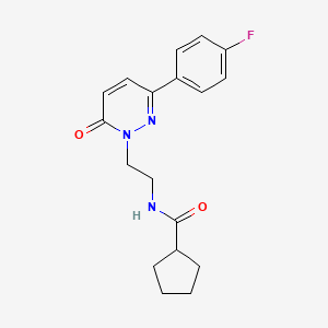 molecular formula C18H20FN3O2 B2631633 N-(2-(3-(4-fluorophenyl)-6-oxopyridazin-1(6H)-yl)ethyl)cyclopentanecarboxamide CAS No. 921530-81-6