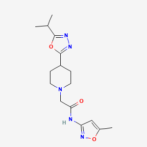 molecular formula C16H23N5O3 B2631634 2-(4-(5-isopropyl-1,3,4-oxadiazol-2-yl)piperidin-1-yl)-N-(5-methylisoxazol-3-yl)acetamide CAS No. 1251625-67-8