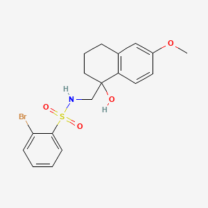 molecular formula C18H20BrNO4S B2631645 2-bromo-N-((1-hydroxy-6-methoxy-1,2,3,4-tetrahydronaphthalen-1-yl)methyl)benzenesulfonamide CAS No. 1903682-46-1